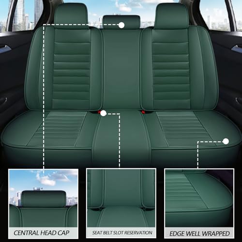 5 Seats Beige Faux Leather Seat Covers E593