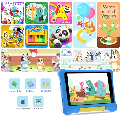 Pink 7 inch Android 12 Tablet 2GB 32GB with Shockproof Case T657
