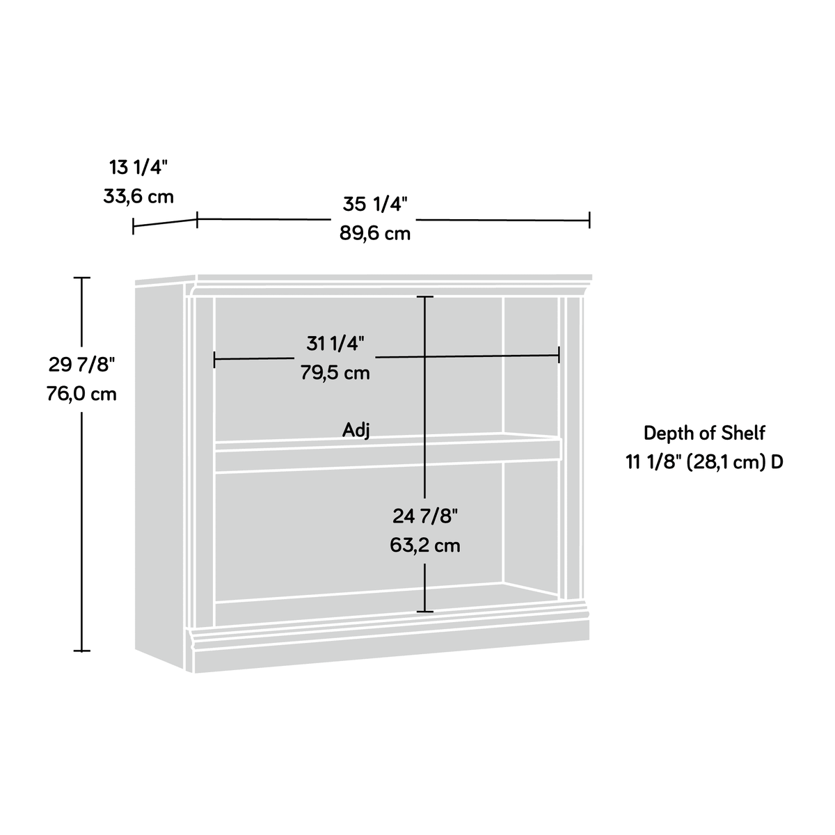 Oiled Oak Finish 2-Shelf Bookcase G379996