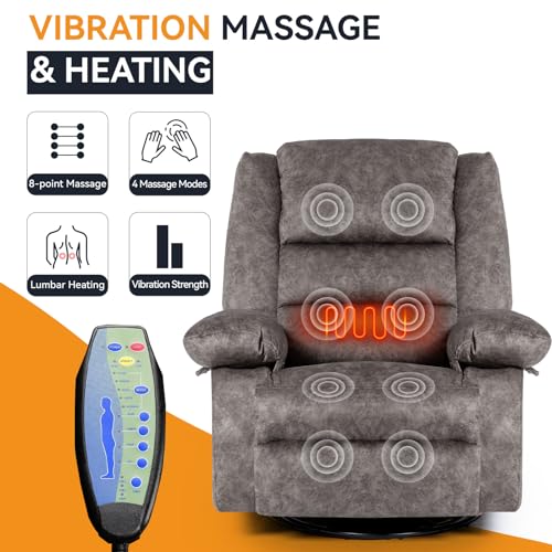 Recliner Chair with Heated 360 Degree Swivel Single Sofa Seat Foam Filling S716735