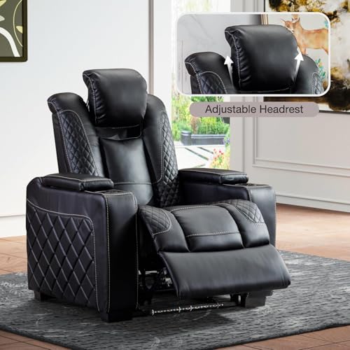 Brown Faux Leather Power Recliner Chair with Adjustable Headrest Z155969