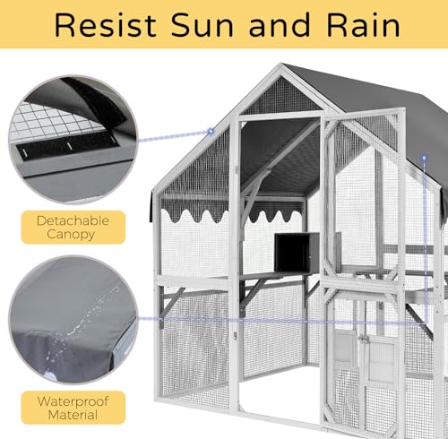 Gray Wooden Cat Enclosure 74”x57”x74” C56475