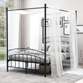 White Queen Size Metal Canopy Bed Frame with Headboard and Footboard P10038