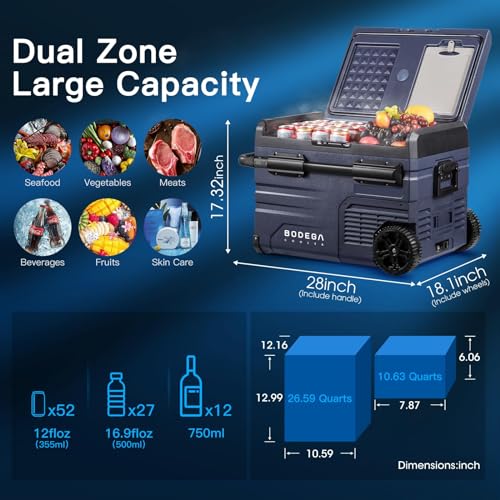 12 Volt 121 Quart Dual Zone Portable Car Refrigerator Freezer I75990