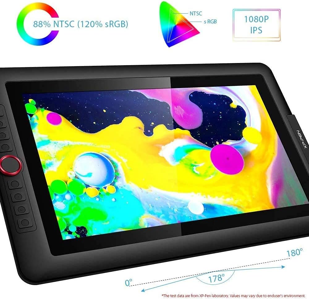 15.6 Pro Drawing Tablet with Screen 120% sRGB 8192 Levels Tilt Function Battery-Free Stylus W502414