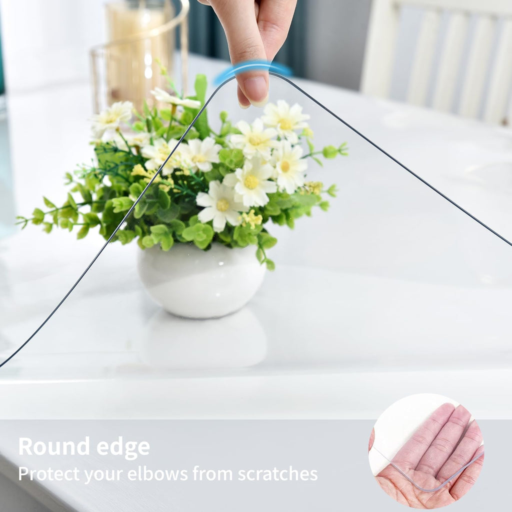 Clear Desk Mat, Non-Slip PVC Desk Protector with Round Edge (47.2"*23.6") W29115