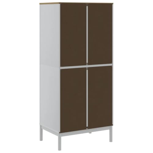 Brown Solid Wood Pine Wardrobe Closet with 1 Large Compartment and Doors E64225