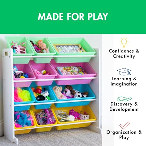 Grey/White 12 Plastic Bin Toy Storage Organizer Q8337