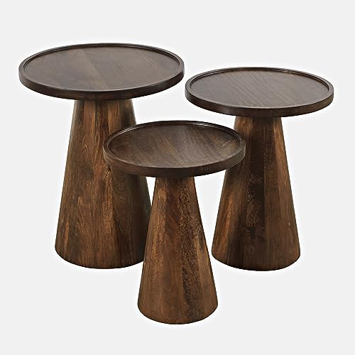 Set of 3 Solid Hardwood Round Nesting Tables D28985