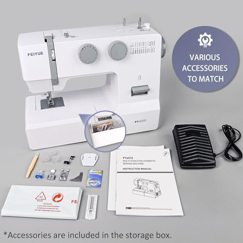 Full Size Sewing Machine with Foot Pedal, Heavy Duty, Portable, Servo Motor, 25 Built-in Stitches, 6 Bobbins, 5 Sewing Feet R961003