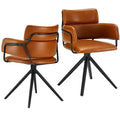 Light Brown Upholstered Leather Swivel Dining Chairs Set of 2 L726343