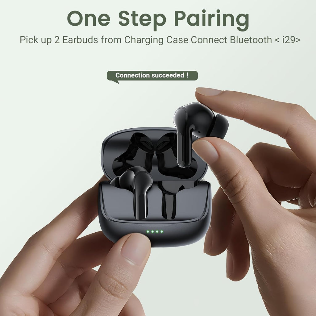 Black Wireless Earbuds with Mic Y34042