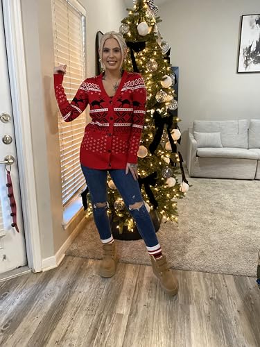 Christmas Cardigan Open Front Button Down Knit Coat N524354