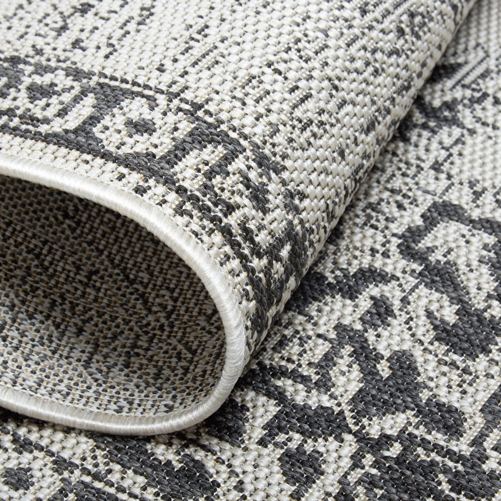 Grey Black 7'9"x10'2" Indoor Outdoor Area Rug M886221
