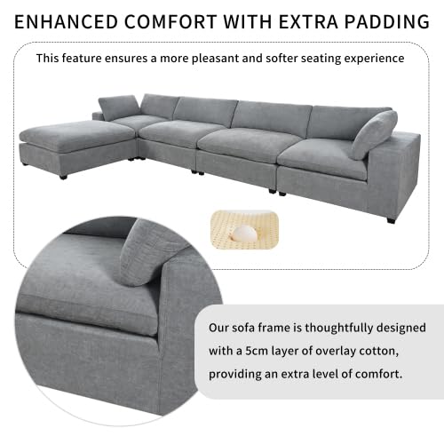 Beige Oversize Modular Sectional Sofa with Removable Ottoman V128490