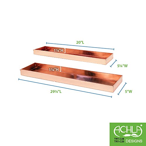 Copper Rectangular Windowsill Plant Tray, 29-in Z475