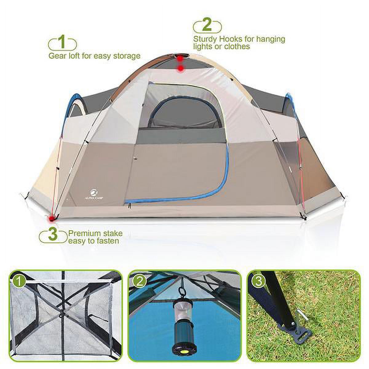 14' x 10' 6 Person Pop up Dome Tent with Carry Bag E8216