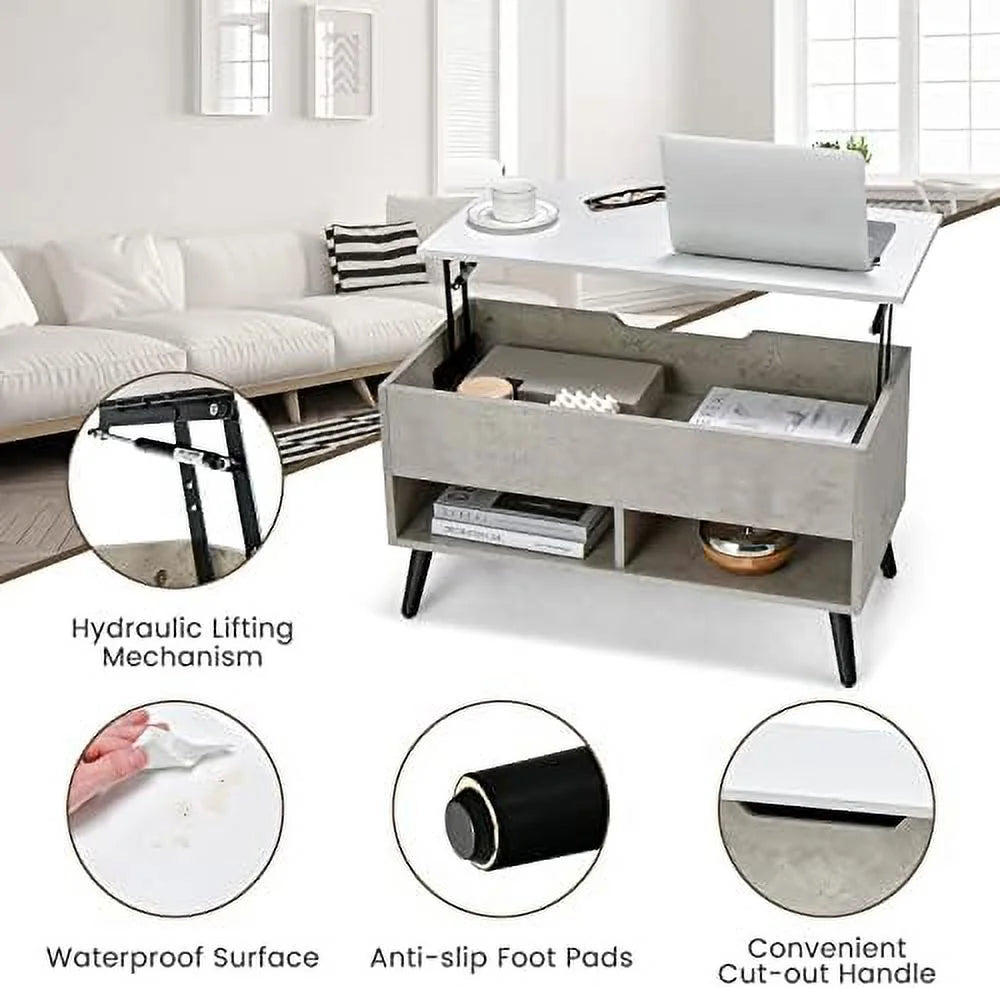 Lift Top Coffee Table with Hidden Compartment and 2 Open Shelves P617146