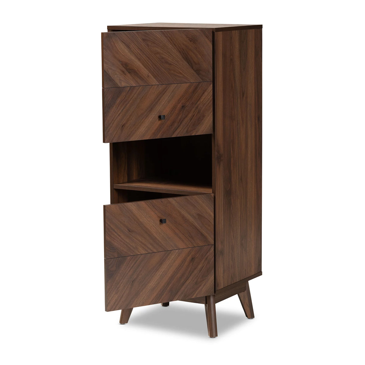 Walnut Brown Wood Storage Cabinet S5300