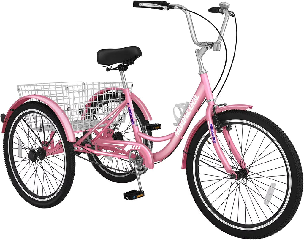 Adult Tricycle 24 inch 7 Speed 3 Wheel Bike with Large Size Basket E998