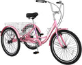 Adult Tricycle 24 inch 7 Speed 3 Wheel Bike with Large Size Basket E998