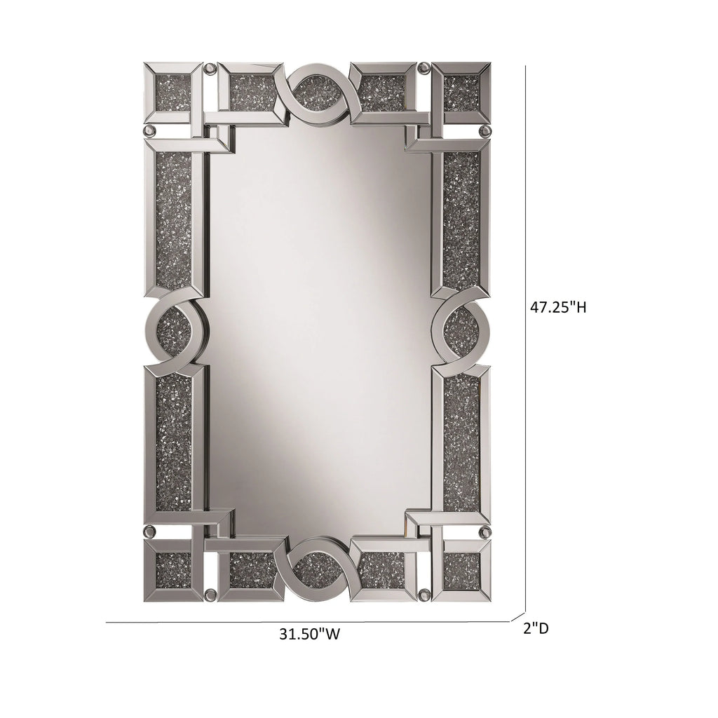 Silver Wall Mirror with Iridescent Panels and Beads R465198