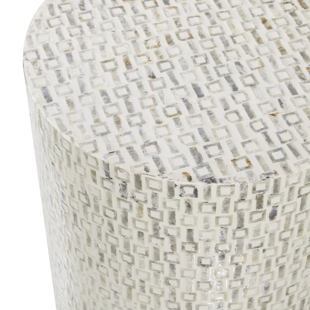 18" x 22" White Mother of Pearl Accent Table with Gold Base K935