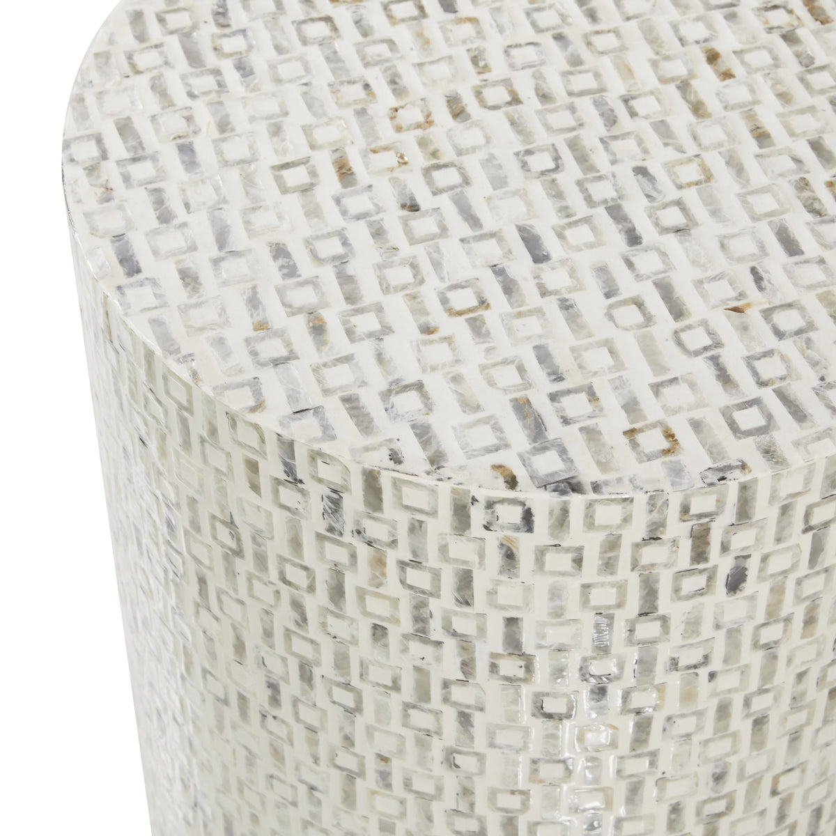 18" x 22" White Mother of Pearl Accent Table with Gold Base K935