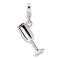Sterling Silver 3-D Enameled Red Wine Glass Charm T159