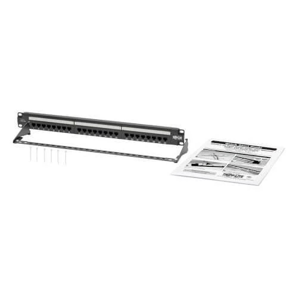 Cat6 24-Port PoE+ Patch Panel, RJ45 Ethernet, 1U Rackmount, Black J488155