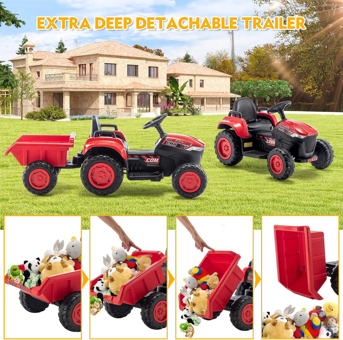 12V Battery Powered Kids Ride on Tractor with Remote Control S713802