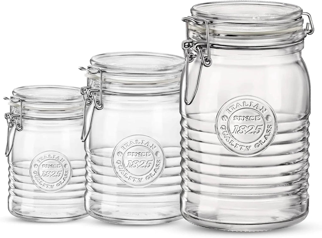 Set Of 3 Glass Jars with Airtight Hinged Lid Z774290