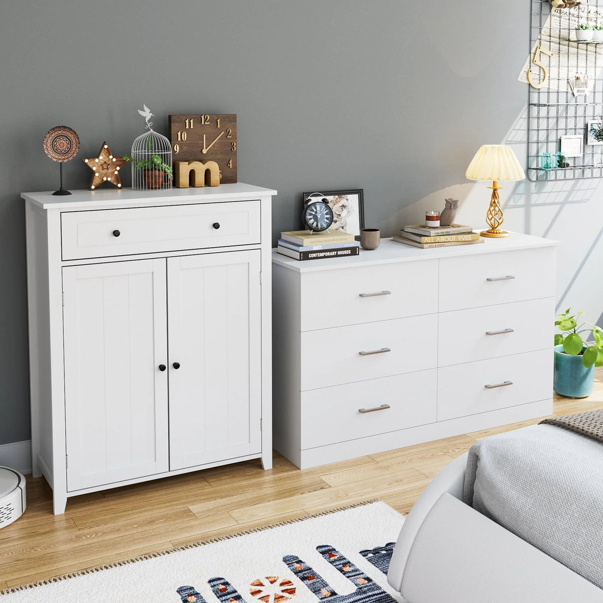 White 6 Drawer Wood Dresser Y6210