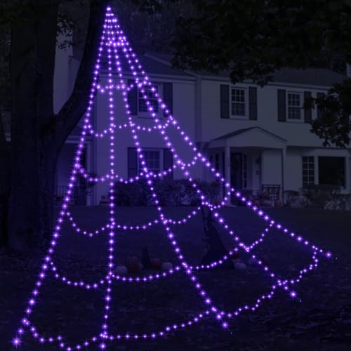Halloween Spider Web Lights with 59" Spider and Stretch Cobweb M5202