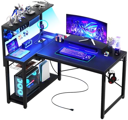 43 Inch L Shaped Computer Desk with Power Outlets A5581