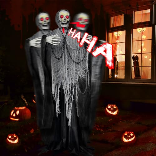 Life Size Animatronics Grim Reaper Halloween Decoration with Chain M93199