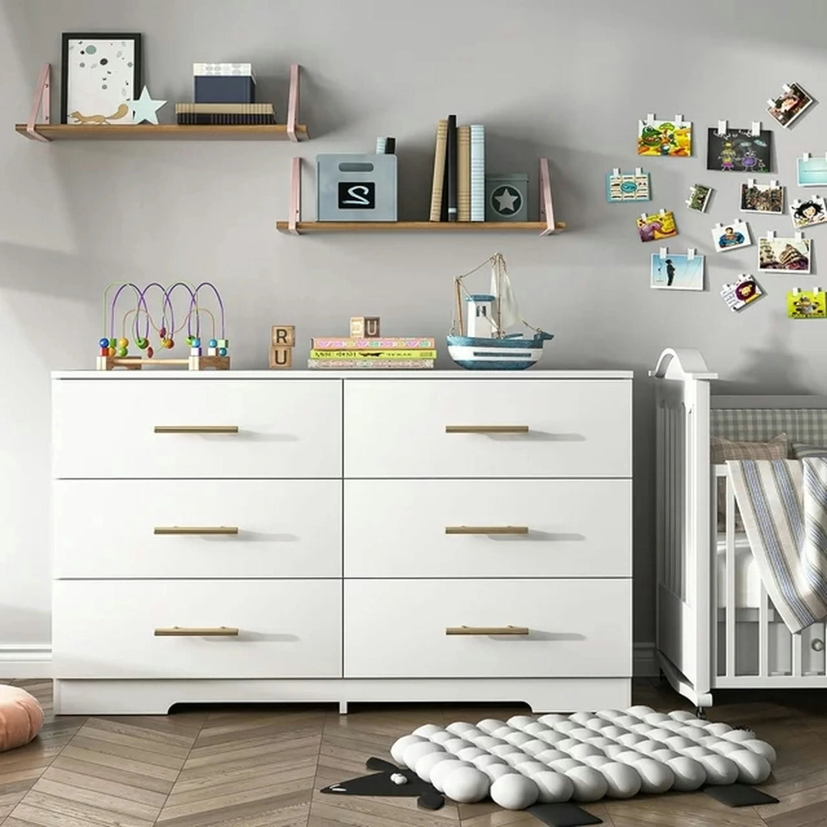 Black 6 Drawer Wood Dresser O735790
