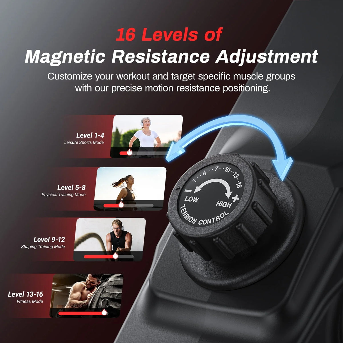 Magnetic Rowing Machine Quiet 16 Levels of Resistance Bluetooth Black Rower B50492
