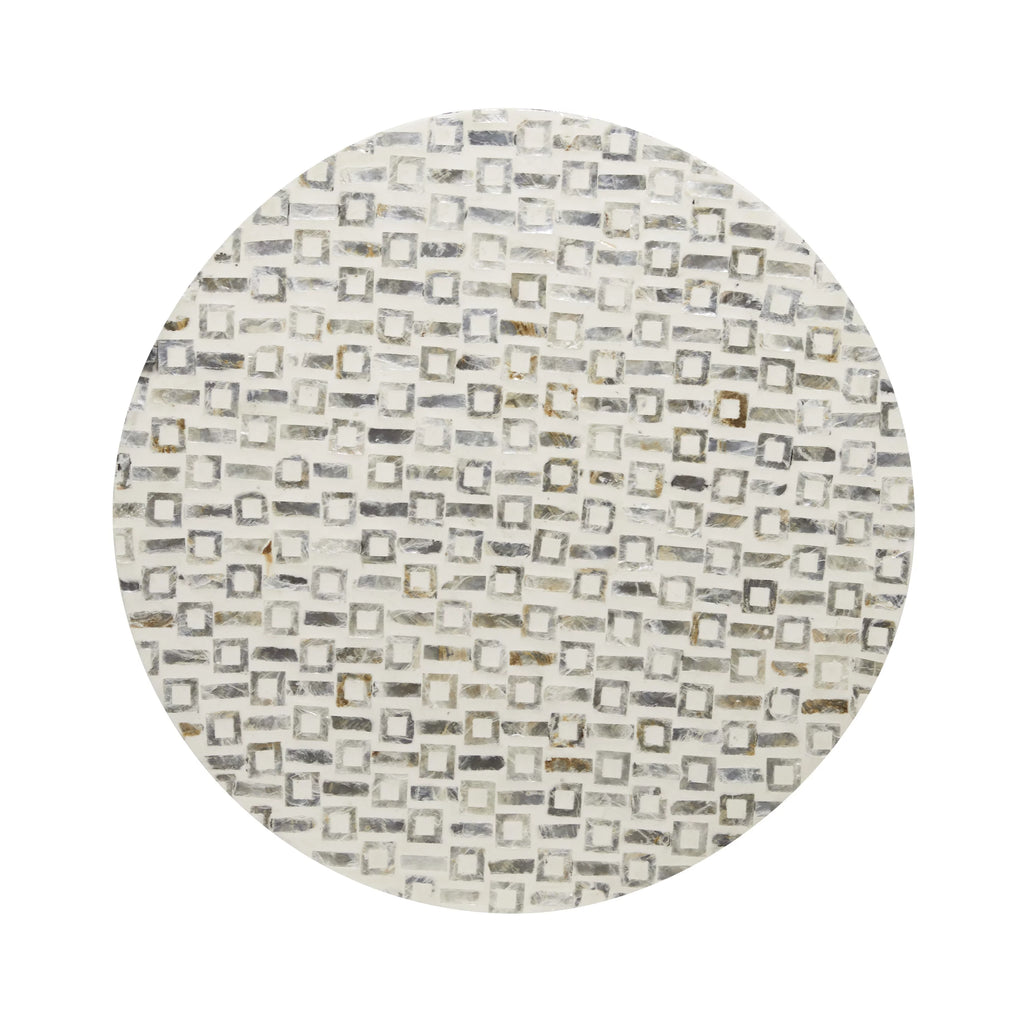 18" x 22" White Mother of Pearl Accent Table with Gold Base K935