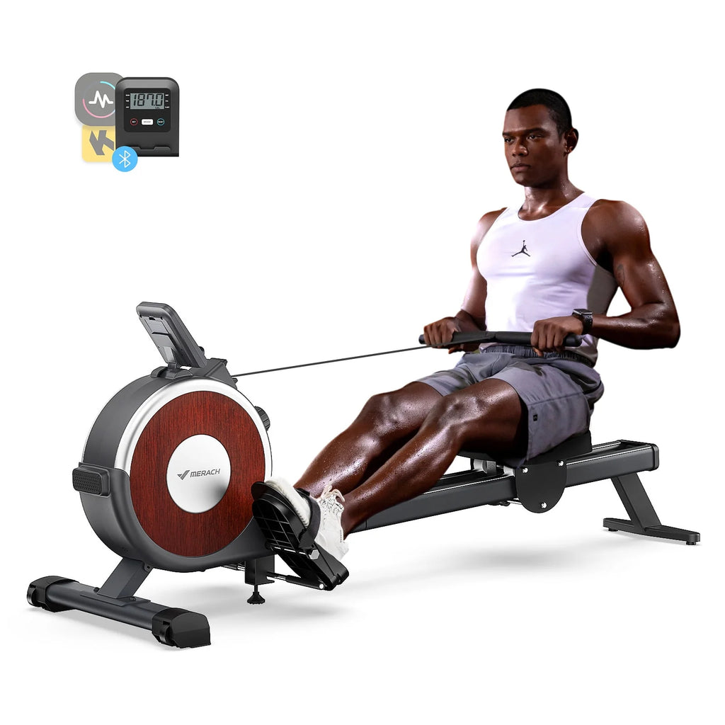 Magnetic Rowing Machine Quiet 16 Levels of Resistance Bluetooth Black Rower B50492