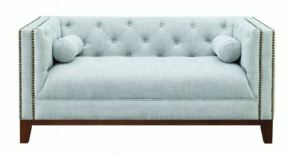 Light Grey Upholstered Tufted Loveseat Y740