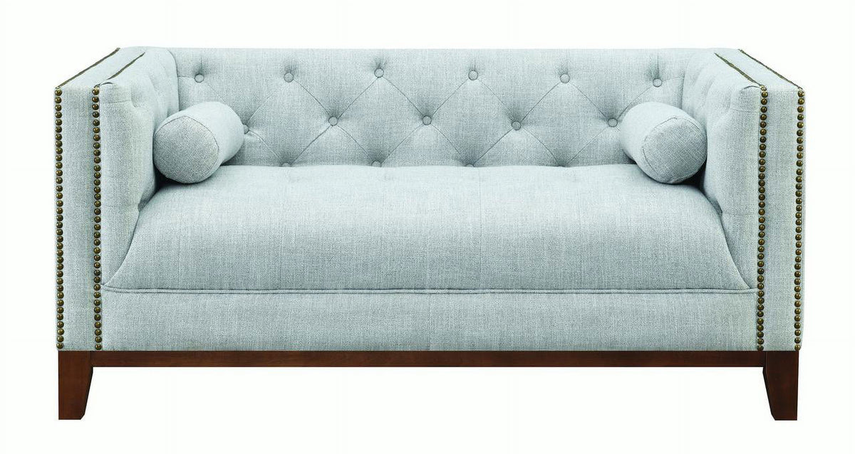 Light Grey Upholstered Tufted Loveseat Y740