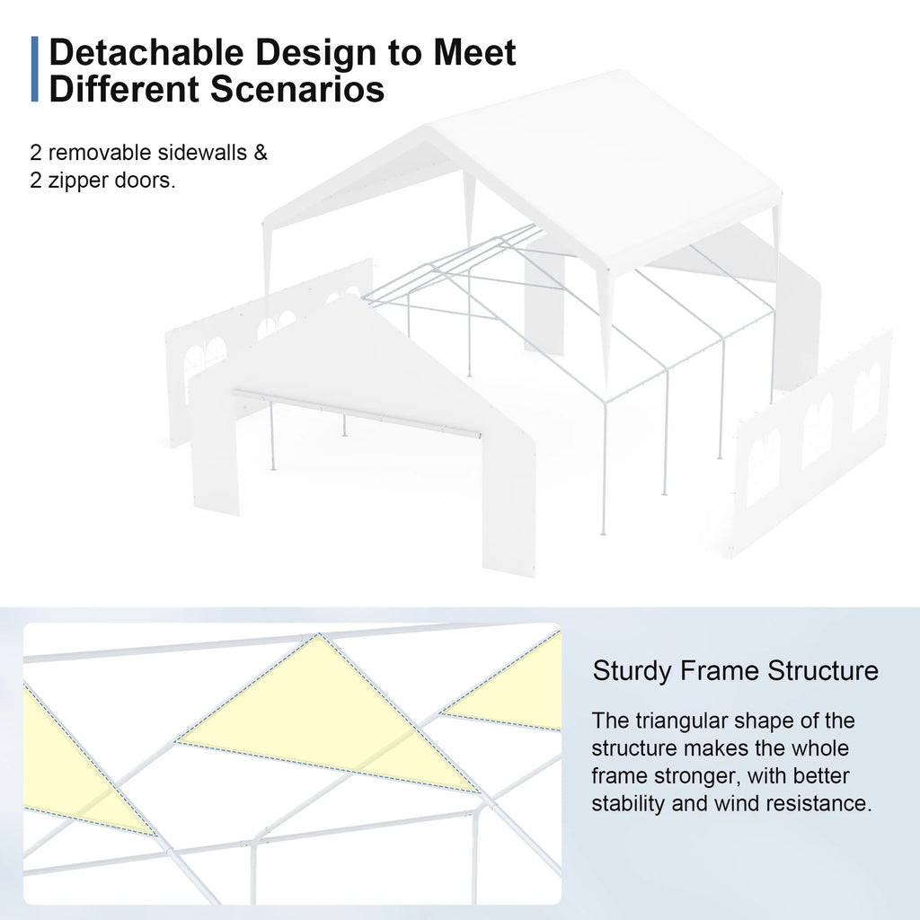 20x20ft Waterproof Carport Canopy Q937