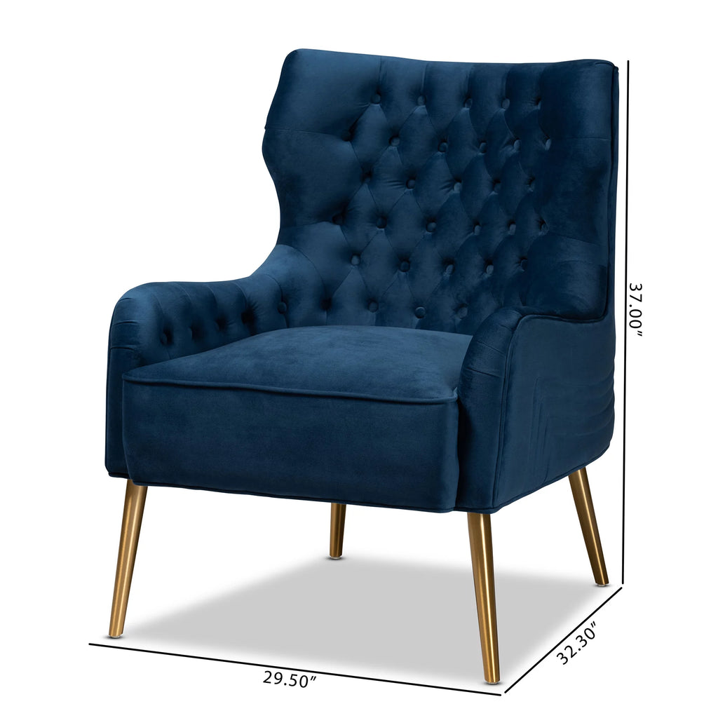 Navy Blue and Gold Wingback Chair L13192