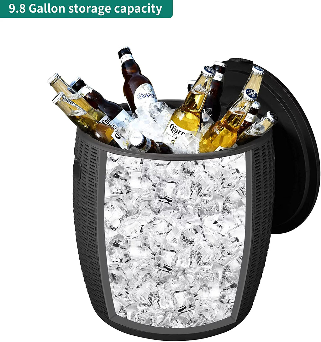 Ice Cooler & Side Table with 9.8 Gallon Ice Bucket C243