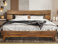 14 Inch Wood Platform Bed with Headboard Queen Size Caramel G578