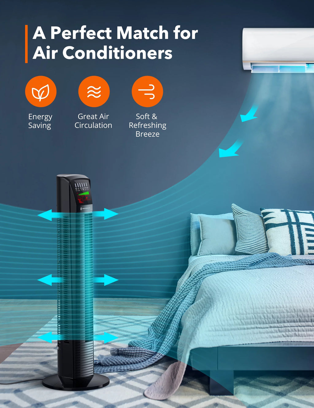 Bladeless Oscillating Tower Fan with Remote T28608