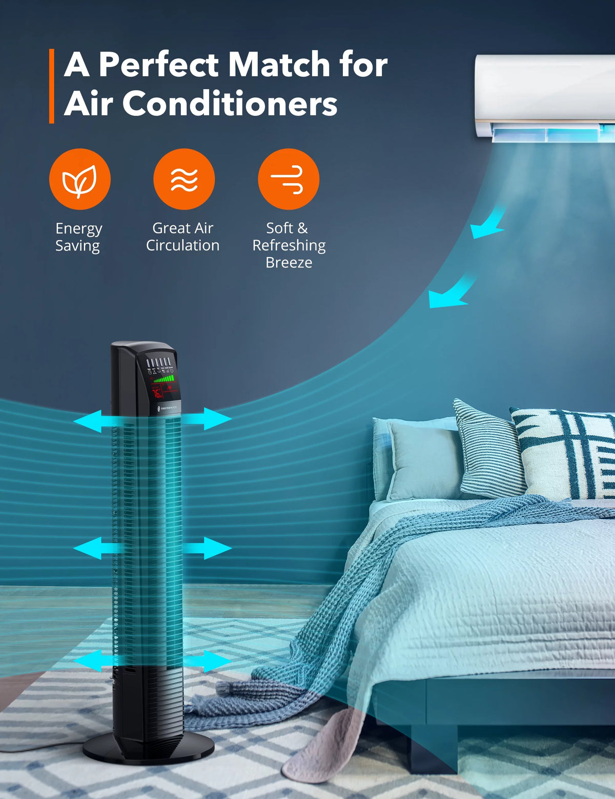 Bladeless Oscillating Tower Fan with Remote T28608
