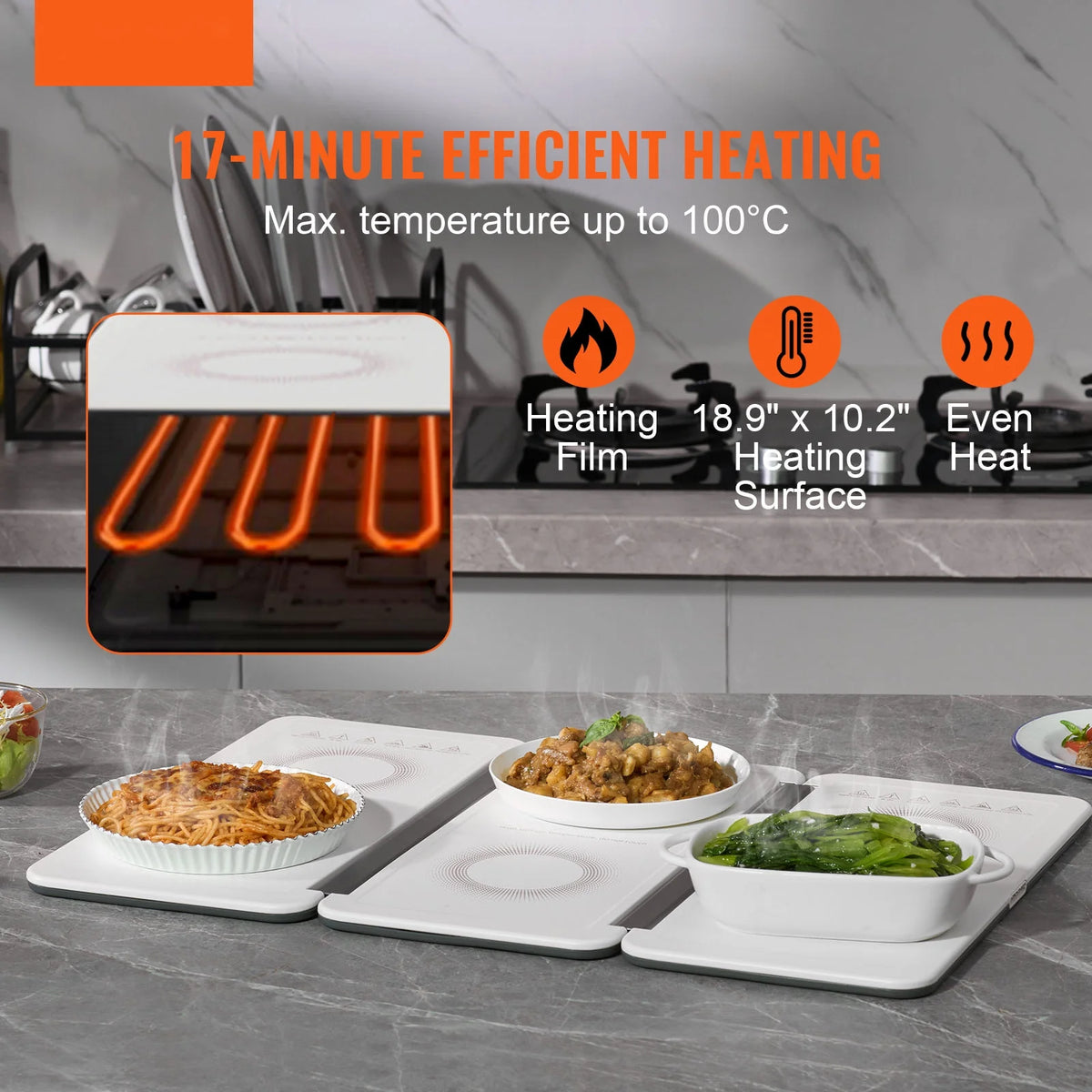 18.9" x 10.2" 240W Electric Food Warmer Tray J940