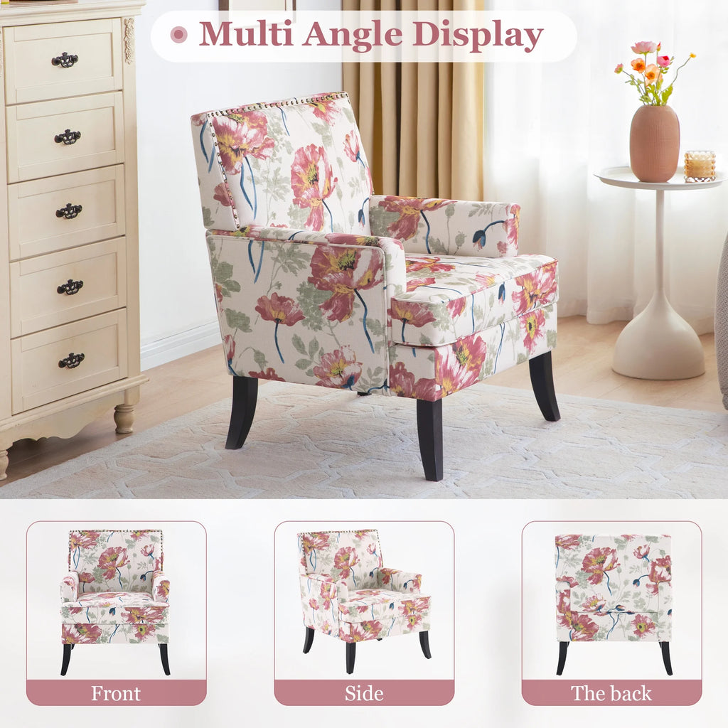 Set of 2 Upholstered Accent Chair with Wooden Legs F20465